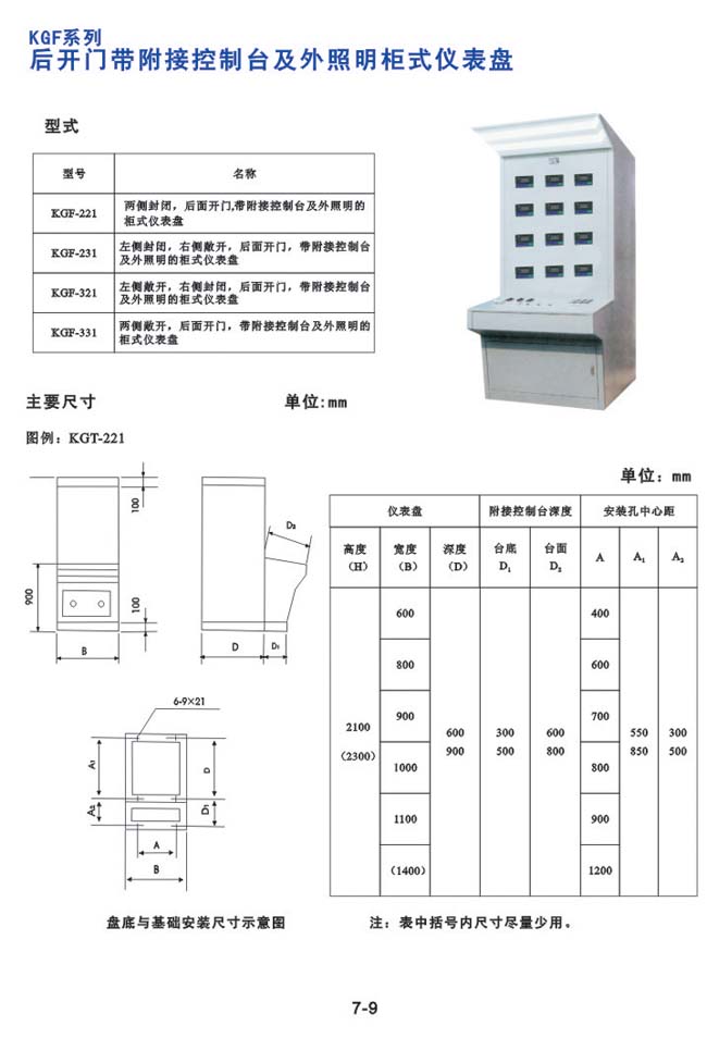 KGF系列-后開門帶附接控制臺及外照明柜式儀表盤